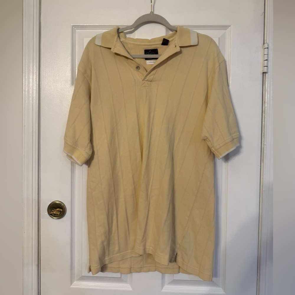 Greg Norman Collection Pale Yellow Polo with Contrast Collar